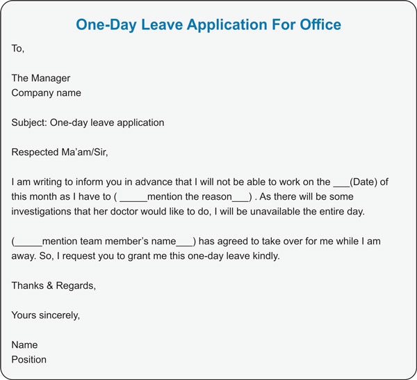 One-Day-Leave-Application-For-Office