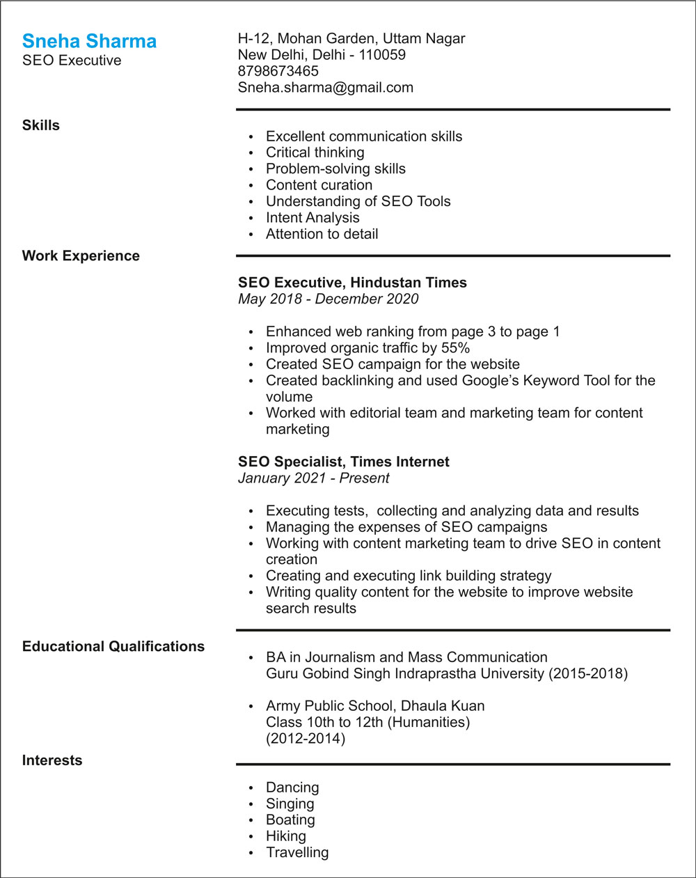 personal statement interests and hobbies examples